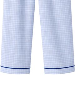 Ensemble de pyjama pour femme en coton bleu clair à carreaux, manches longues, boutonné, vêtements de nuit doux et respirants, ensemble de détente deux pièces - Product Image 4