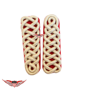 Epaulettes de alambre trenzado amarillo con reverso rojo KEW, ecológicos, personalizables, de lujo y duraderos. - Product Image 1