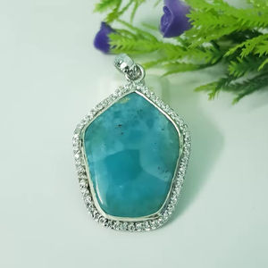 Colgante de Larimar en Plata de Ley 925, Joyería de Piedra Preciosa Natural Hecha a Mano, Elegante Regalo para Mujer, Estilo Oceánico - Product Image 6