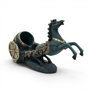 Porte-bouteille de vin en polyrésine de luxe en forme de chariot de chevaux, sculpture décorative, support à vin de table pour la décoration de bar à domicile - Product Image 1