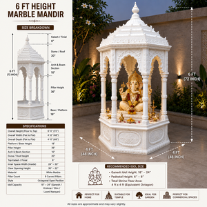 Premium Hand Carved White Marble <b>Mandir</b> Home Temple Traditional Pooja Mandap Intricate Floral Handicraft Asian Zen Design - Product Image 4