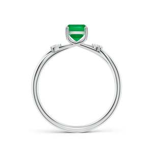 Nature Inspired <b>Cushion</b> <b>Rectangular</b> Emerald Side Stone Engagement Ring Handmade Customized Fine Jewelry Wedding 14K Solid Gold - Product Image 2
