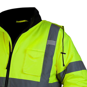 Chaquetas de seguridad de alta visibilidad verdes, impermeables, reflectantes con cinta reflectante, chaqueta de invierno softshell de seguridad para hombre, la mejor calidad - Product Image 4