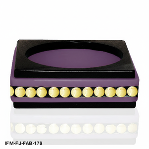 Bracelet hexagonal en acrylique noir et violet fait main, style géométrique moderne, avec incrustation de perles jaunes pour femme - Product Image 5
