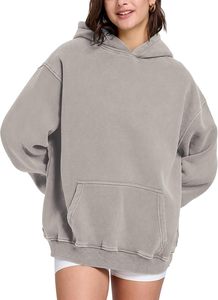 Sudadera con Capucha Oversize de Algodón Polar para Mujer, Estilo Urbano, Ecológica, de Secado Rápido, Forrada, Manga Larga, Ajuste Relajado, con Bolsillo Canguro - Product Image 3