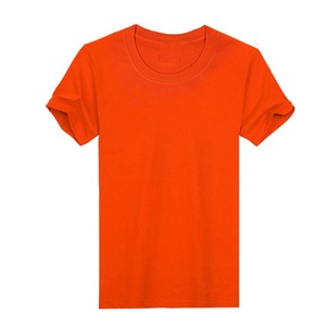 Chemises d'été écologiques anti-UV respirantes en coton uni, col rond, coupe ajustée, t-shirt uni à manches courtes 180g, 220g - Product Image 1