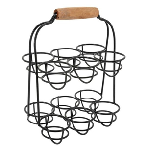 Vintage Farmhouse Metal Wire <b>Egg</b> Holder With Wooden Handle Rustic 6-<b>Egg</b> Countertop Storage Basket For Fresh <b>Egg</b> Gathering - Product Image 1