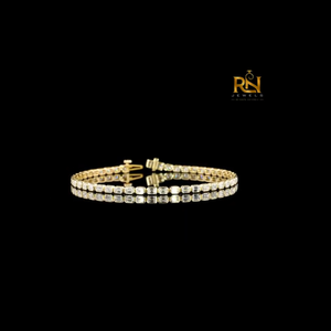 Emerald Cut Lab Grown Diamond Tennis Bracelet Modern Eternity Link Bracelet 9K 14K 18K <b>Solid</b> <b>Gold</b> Fine Jewelry - Product Image 5