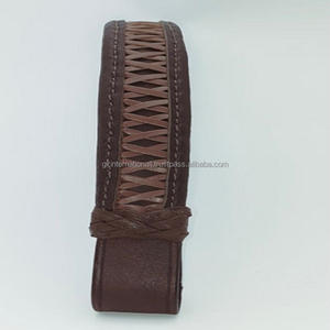 Correa de piel de encaje para todo público, brazalete de piel con diseño personalizado en la parte delantera, completamente cosida, negra o marrón Havana, hunter, en todos los tamaños - Product Image 4