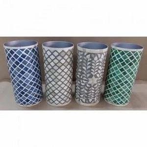 Jarrón de Resina de Alta Calidad con Incrustaciones de Hueso y Patrón de Hojas Verdes, Estilo Industrial, para Decoración de Mesa en Bodas, Hecho a Mano - Product Image 1