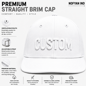 Custom Straight Brim Caps Wholesale | Premium <b>Flat</b> Bill Baseball Caps Manufacturer | OEM ODM Custom Logo Embroidery Snapback <b>Hat</b> - Product Image 1