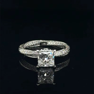 CONCEPTION Anillo de Moissanita de 2CT con Corte Princesa, Anillo Sorpresa de Diamante, Plata 925 Original, Estilo Moderno, Regalo para Enamorados, Cumpleaños - Product Image 1