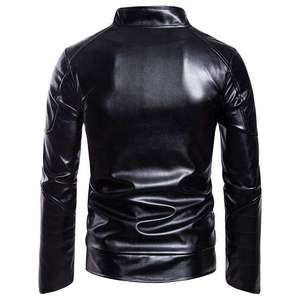 Chaqueta de cuero PU para hombre, corte ajustado, con forro polar grueso, abrigo de moda cálido para invierno - Product Image 4