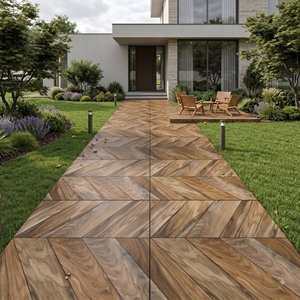 Azulejos de Porcelana Iroka Wenge de 600x600 mm, Aspecto de Madera, Color Marrón, para Interiores Residenciales y Comerciales - Product Image 6