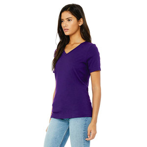 Camiseta de Cuello en V para Mujer, Directo de Fábrica, Ligera, de Algodón Jersey, Corte Ajustado, Informal, Personalizable con Marca, OEM, Venta al Por Mayor - Product Image 6