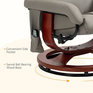 Poltrona Reclinabile Girevole con Poggiapiedi, 10 Modalità di Massaggio Vibrante, in Ecopelle con Telecomando per Comfort e Relax - Product Image 6