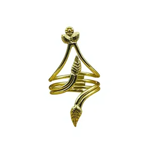 Market Favorite Brass Rings Boho Leaf Band For Women 18k Gold Plated Geometric Floral Statement <b>Wrap</b> Ring For Wholesale/OEM/ODM - Product Image 1