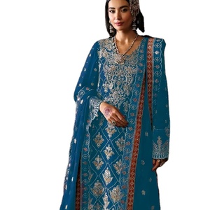 Nuevos diseños HeavyCHINON PESADO BORDADO con TRABAJO A MANO Algodón Formal Traje DE BODA pakistaní para mujer - Product Image 1