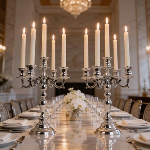 White Five-Arm Candelabra <b>Tapered</b> <b>Candle</b> Holder for Home Decoration Wedding Decorative - Product Image 3