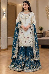 QUNOOT CLOSET Ethnic Salwar Kameez Women Indian <b>Pakistani</b> <b>Wedding</b> Wear Silk Embroidered Traditional Style Regular Length Quick - Product Image 4