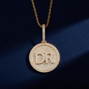 Pendentif Lettre Personnalisé Hip Hop Plaqué Or Sertie de Diamants CZ Moissanite, Collier Pendentif Lettre Nom Personnalisé à Deux Lettres - Product Image 5