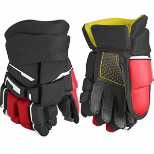 Gants de hockey sur glace professionnels, noir, rouge, jaune, rembourrage protecteur, design à doigts entiers - Product Image 4