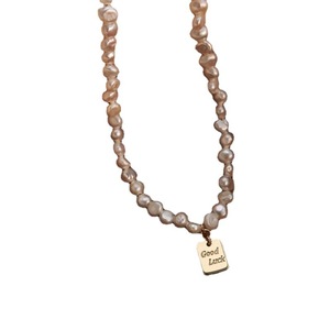 Collier en perles de forme baroque rétro française, luxe léger, chaîne de clavicule haut de gamme, pendentif en argent cassé, colliers de mode - Product Image 5