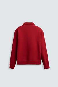 เสื้อสเวตเชิ้ตผู้ชายสีแดงแบบซิป ¼  ทรงปกติ คอตั้ง สีพื้น สำหรับใส่ในฤดูใบไม้ร่วง - Product Image 2