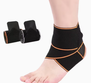 Attelle de cheville réglable en néoprène avec fermeture auto-agrippante souple pour le sport et le fitness, protection respirante unisexe noir orange - Product Image 6