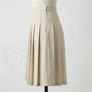 Falda Plisada hasta la Rodilla para Mujer, Color Sólido, Tejido de Poliéster, Cintura Regular, Transpirable, para Todas las Temporadas - Product Image 3