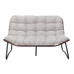 Divano a due posti di lusso per esterni con cuscini spessi, set divano da giardino per tutte le stagioni, elegante panca a dondolo in vimini per il tempo libero all'aperto - Product Image 1