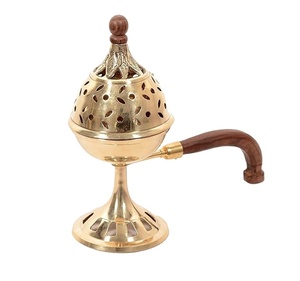 Polish Brass Incense <b>Burner</b> Wood Knob Top And Wooden Handle Portable Eco Friendly Luxury Incense <b>Burner</b> Competitive Price - Product Image 1
