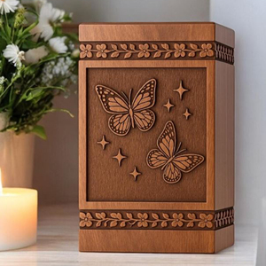 Butterfly Engraved Rosewood Cremation Urn: Personalized Memorial Urn Memorial Keepsake by AYAANS - Product Image 6