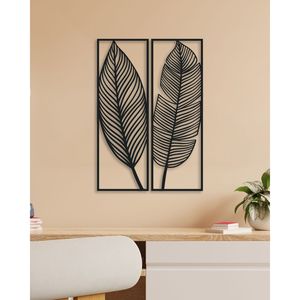 ชุดศิลปะติดผนังลายใบไม้โลหะ2ชิ้นสำหรับตกแต่งบ้านและสำนักงานดีไซน์แบบเรียบง่าย - Product Image 1