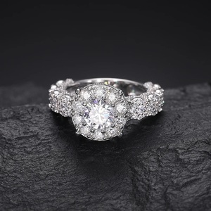 Pahal Jewels Luxury Fine Jewelry Wedding <b>Ring</b> 925 Sterling Silver VVS Moissanite Halo Engagement <b>Ring</b> for Certified Rhodium - Product Image 5