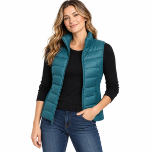 Women's Packable Puffer Vest <b>Lightweight</b> Travel Winter <b>Gilet</b> Custom Logo Brand Clothing Supplier premium quality - Product Image 3