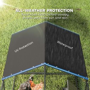 Grande Pollaio in Metallo da Esterno con Copertura Impermeabile Anti-UV, Gabbia per Galline per 3-5 Polli e Conigliera - Product Image 4