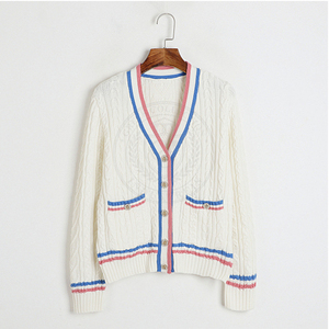 Custom sorority women's sweaters cable knitted <b>cardigan</b> v neck embroidery Greek Letter logo fashion button winter Collage Wear - Product Image 1