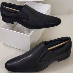 Chaussures habillées pour hommes à lacets, plateforme, double boucle, bout carré, en cuir véritable, semelle en caoutchouc TPR - Product Image 1