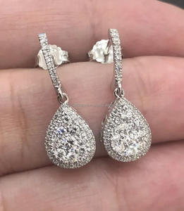 IGI/GIA Lab Grown Boucles d'oreilles rondes et diamants Boucles d'oreilles en or 14kt Bijoux en diamant Boucles d'oreilles de mariage Lab Created - Product Image 3