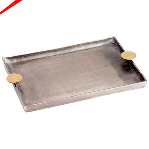 Superiors Quality Metal Tray With 2 Round Handles Excellent Design for Table Centerpiece Serving Tray - Product Image 1