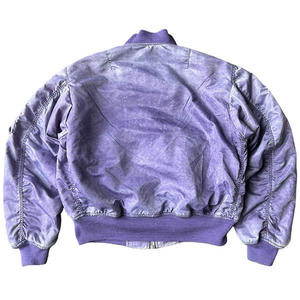 Blouson bomber violet pour homme, couleur unie, fermeture éclair, col rabattu, polyester délavé, coupe classique, idéal pour l'automne - Product Image 4