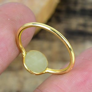 Natural Yellow Kyanite 5mm Round Gemstone <b>Ring</b> 18k Gold Micron Over 925 Sterling <b>Silver</b> - Product Image 4