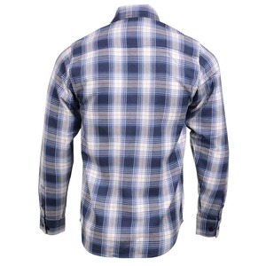 Low MOQ Competitive Price Premium <b>Blue</b> Plaid <b>Flannel</b> <b>Shirt</b> Custom Cotton Button Down Casual Workwear <b>Shirt</b> Wholesale Supplier - Product Image 3