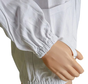 Veste de protection pour apiculteur avec voile en maille amovible, respirante, coupe ample, en polyester et coton blanc, coutures surjetées - Product Image 3