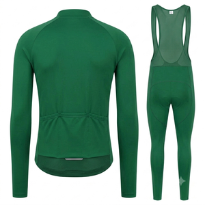 Conjunto de ciclismo verde de manga larga para hombre, elástico en cuatro direcciones, térmico, transpirable, con peto ajustado, para carreras de bicicleta. - Product Image 2