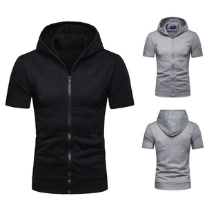 Oferta Caliente: Sudadera con Capucha Ajustada de Manga Corta para Gimnasio y Culturismo, Venta al por Mayor, Personalizada, Barata, Transpirable para Hombre - Product Image 1