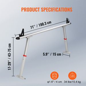 Portascala in Alluminio per Camion, Capacità 800 Libbre, Altezza Regolabile 19-34 Pollici, 8 Morsetti a C Senza Foratura, Accessori per il Controllo del Carico Pesante - Product Image 2