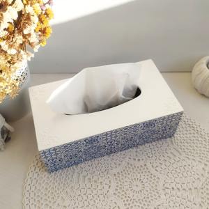 Caja de pañuelos de madera con estampado náutico, caja de pañuelos de madera con estampado costero para decoración de casas de playa, caja de accesorios al por mayor - Product Image 6