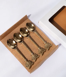 Latest Brass Dessert Spoon Flatware Sets <b>MOP</b> <b>Handle</b> Restaurant Coffee Spoon Ice Cream Spoon Salad Bar Serving Set - Product Image 3